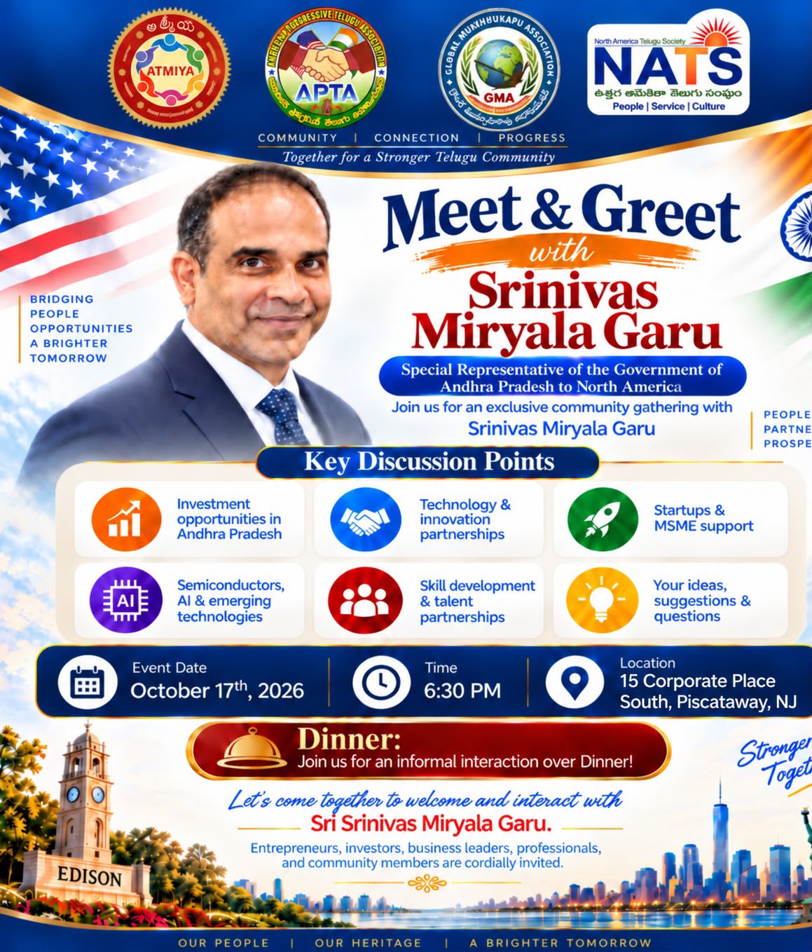 Flyer: Meet & Greet with Srinivas Miryala Garu